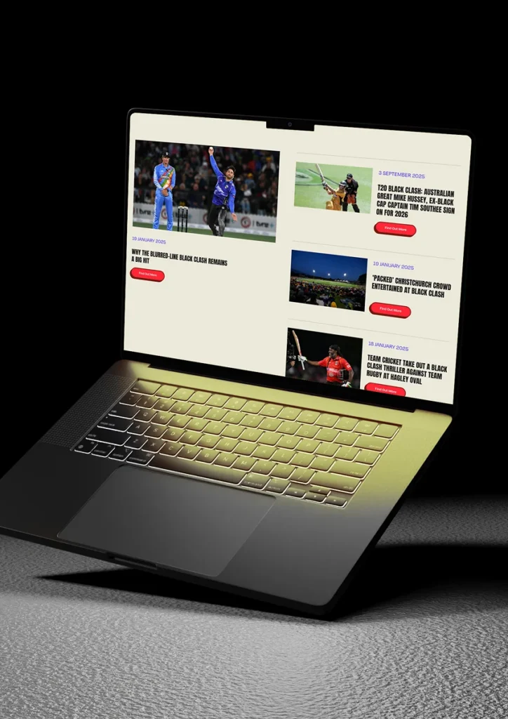 Sports website design featuring bold visuals, clear navigation, and responsive layouts.