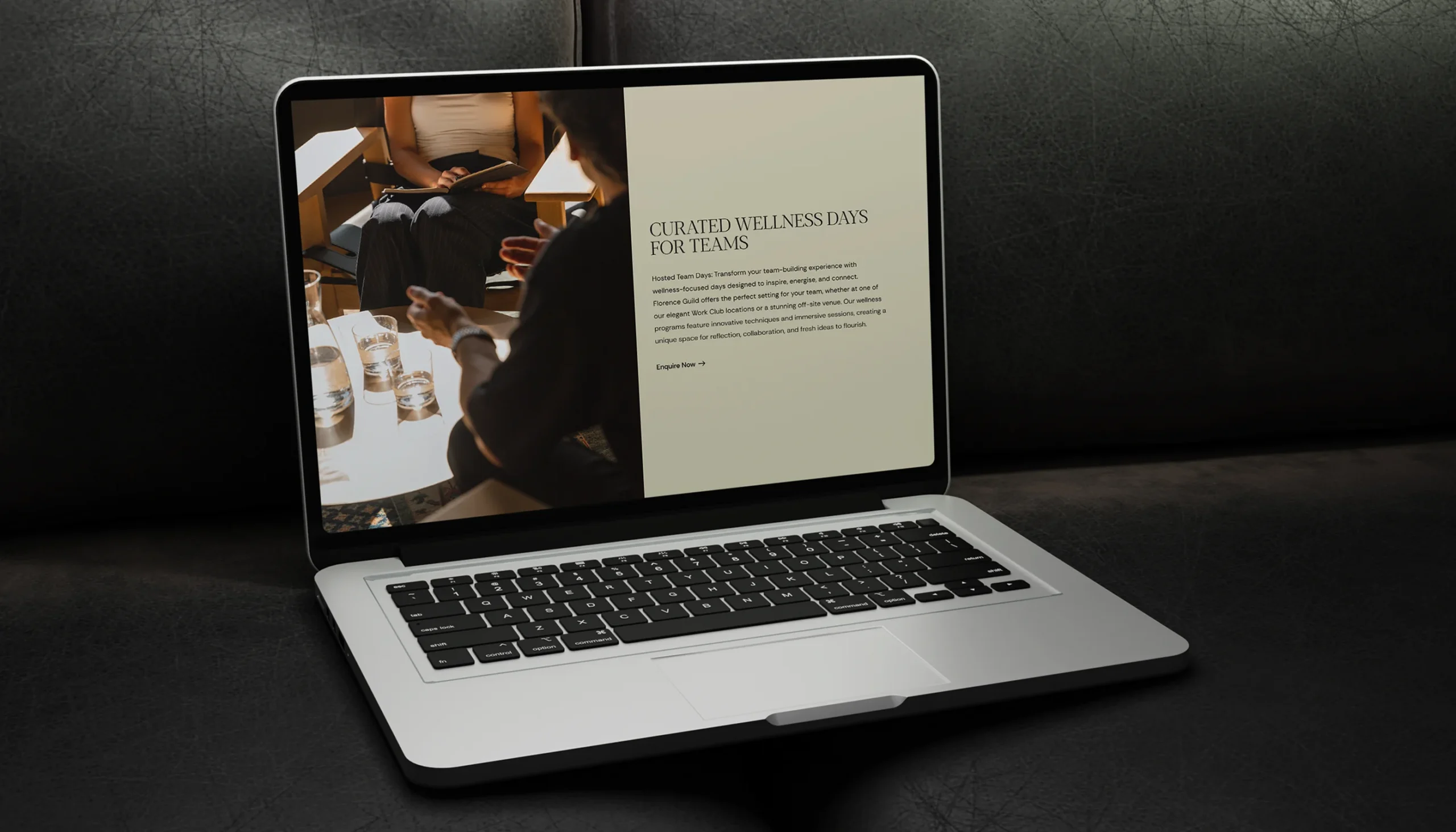 Work and event spaces website featuring clear navigation, venue details, and booking pathways.