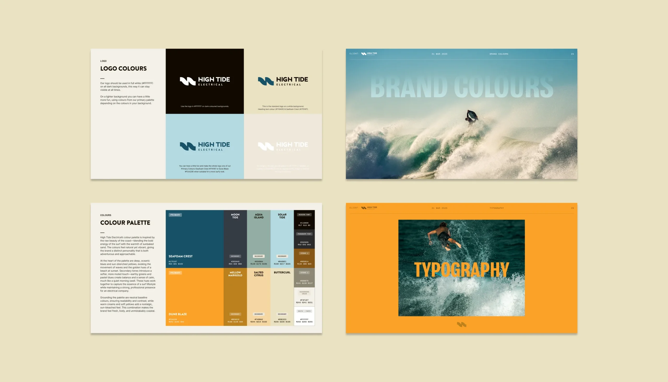Branding project showcasing logo design, colour palette, typography, and visual identity elements.