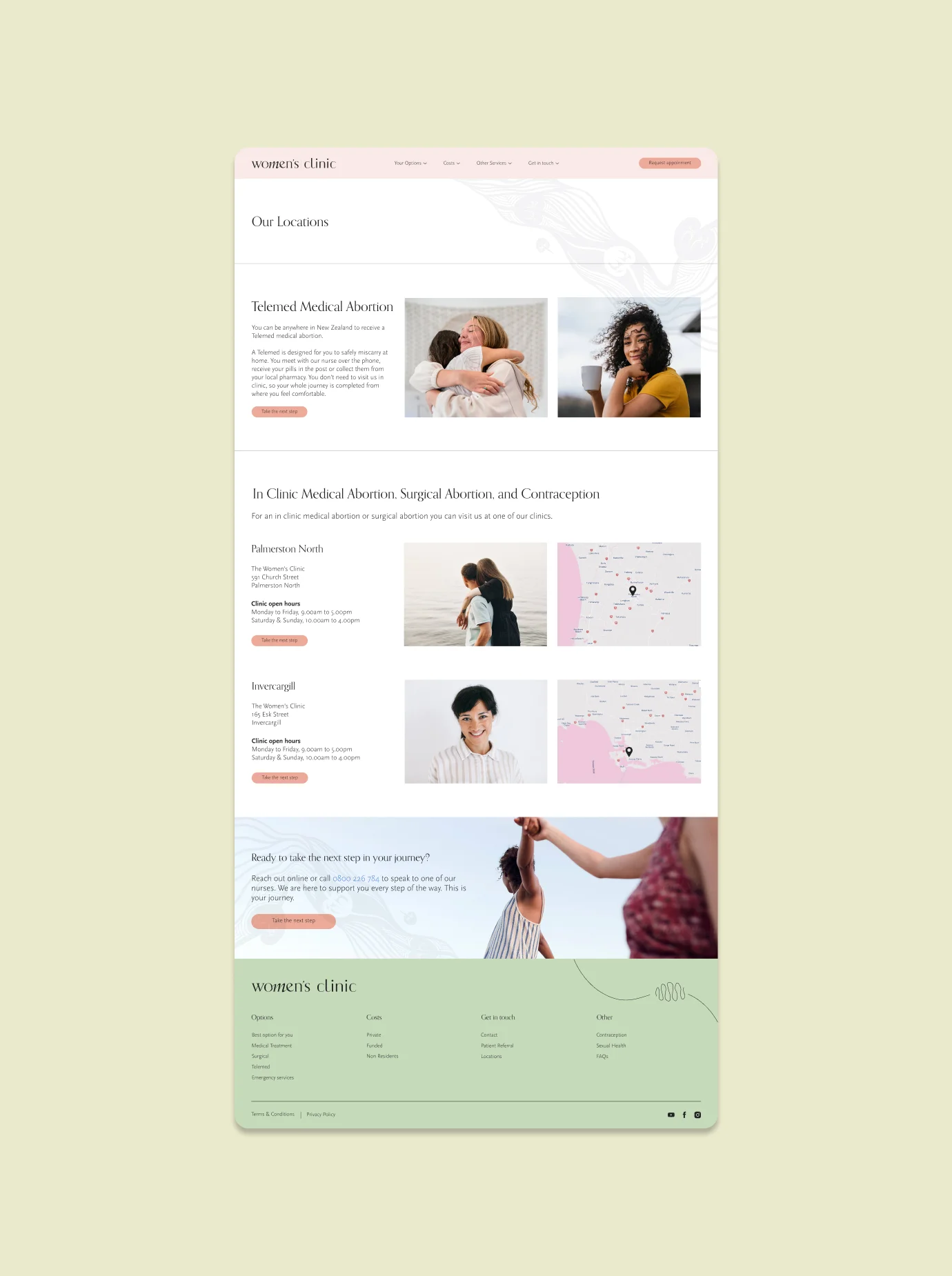 Abortion clinic website and branding design showcasing a calm, professional, and patient-focused visual identity.