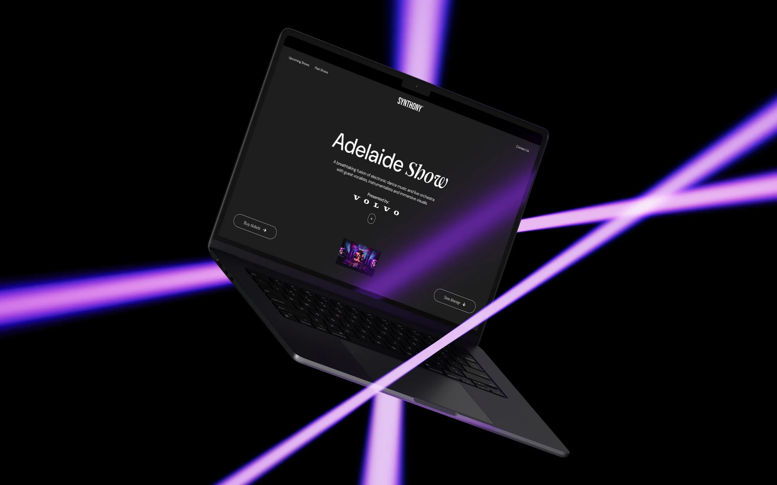 Event website design showcasing key details, ticket information, and engaging visuals for an upcoming live experience.