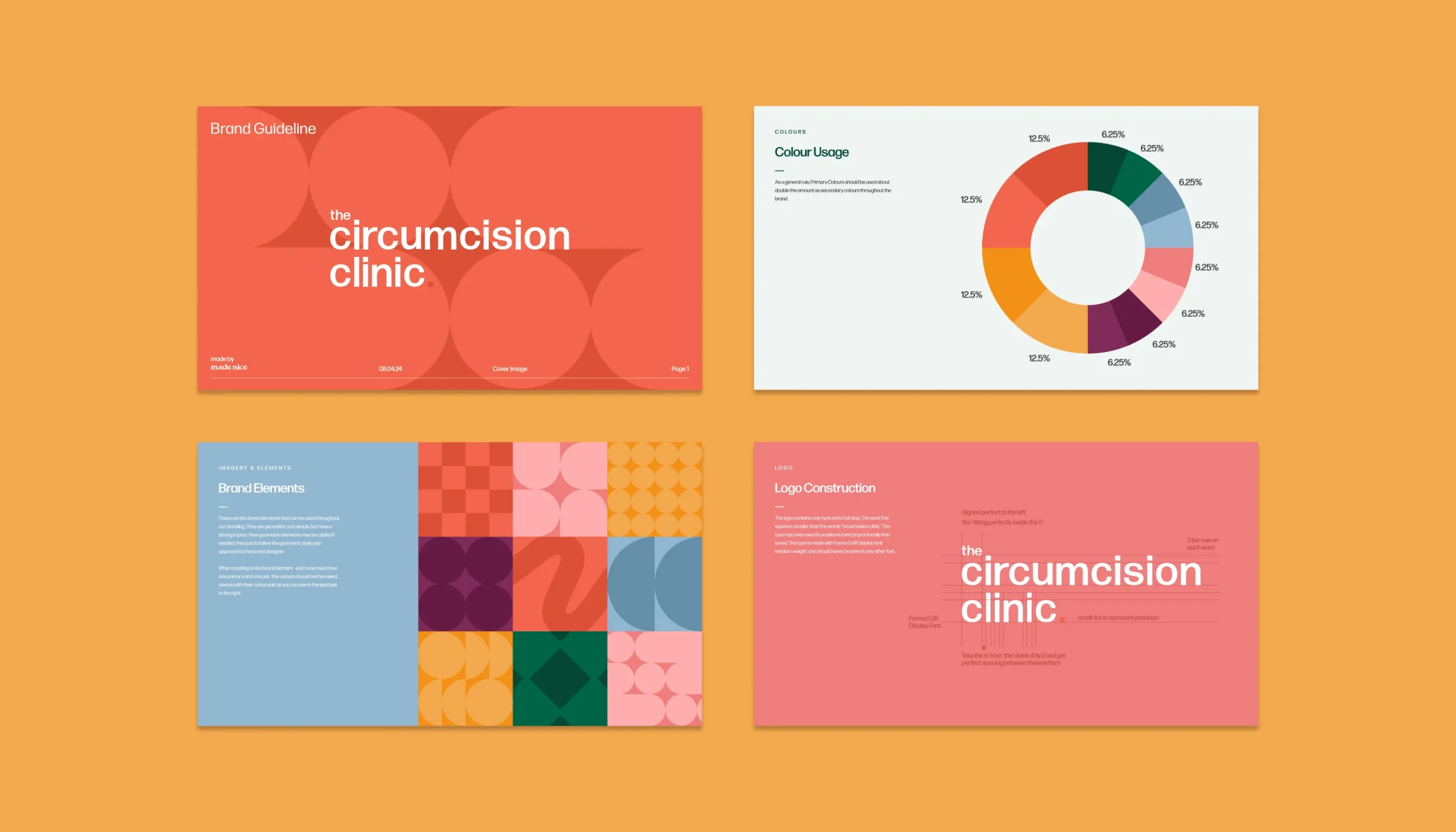 Healthcare branding design showing visual identity elements, colour palette, typography, and brand direction.